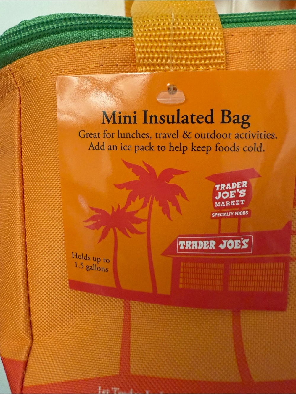 Trader Joe's Orange Insulated Lunch Tote with Green Trim - Picture 3 of 5